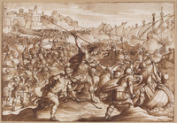 K II 089
<br/>
De Trojanen vallen de Grieken aan op het strand
<br/>
<em>Tempesta, Antonio (1555-1630)</em>